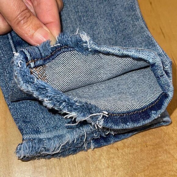 Express‎ Womens Raw Hem Cotton Blend High-Rise Skinny Jeans Blue Size 10R - Picture 5 of 11